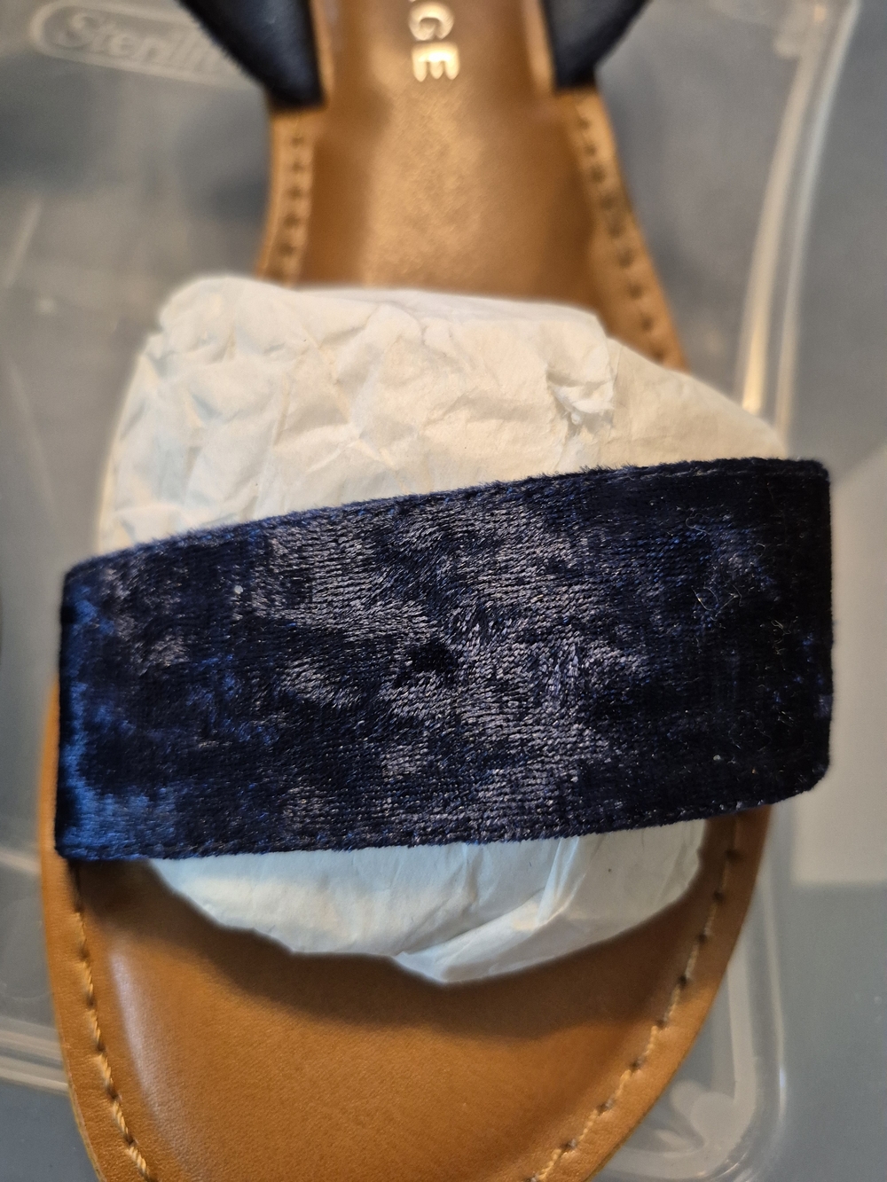 Rampage Navy Velvet Ankle Strap Sandals - Picture 4 of 4